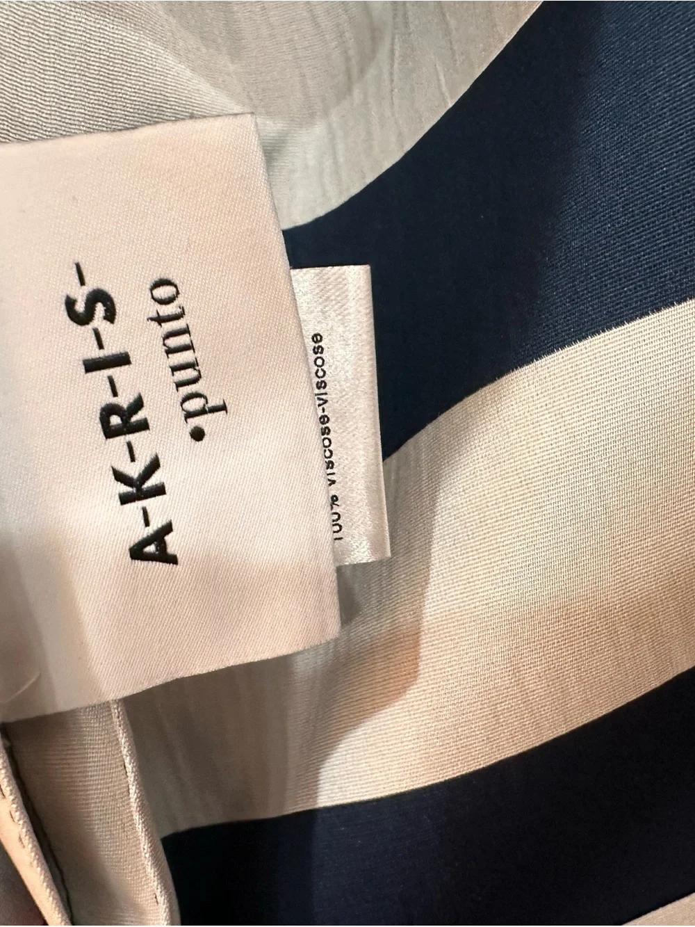 Akris Punto Navy & White Striped Zip-Up Jacket Reversible Dress Size 8 - Picture 4 of 6